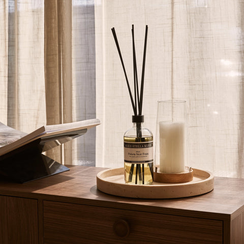 Travertine dienblad rond met rand