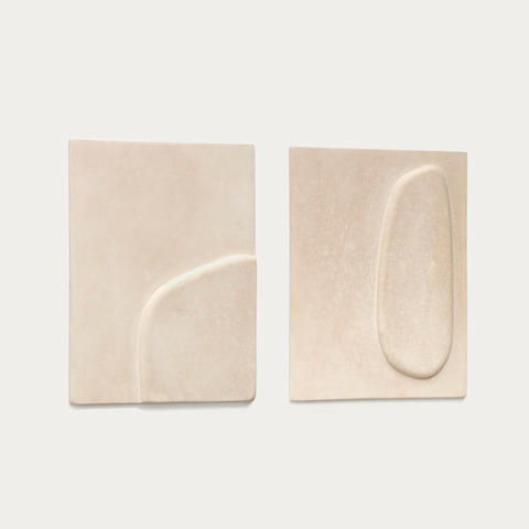 Beige papier-mâché wall hangings - SET OF 2