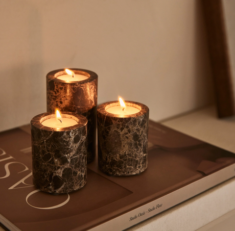 Marmer waxinelichthouder