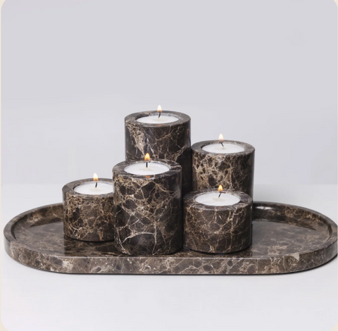 Marmer waxinelichthouder