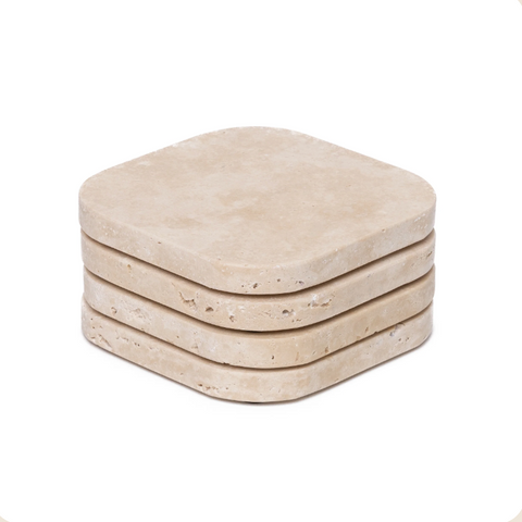 Travertine onderzetter - set van 4 stuks