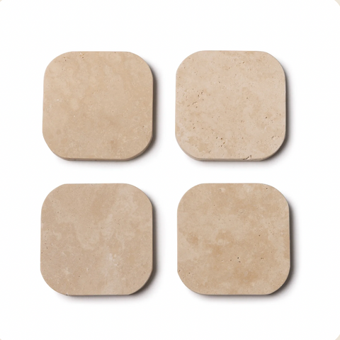 Travertine onderzetter - set van 4 stuks