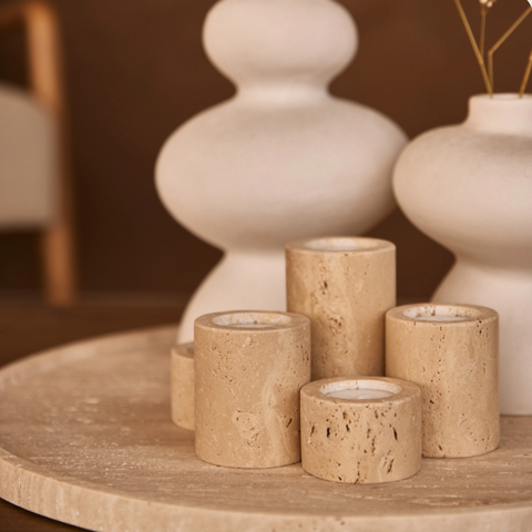 Travertine waxinelichthouder