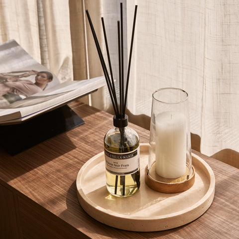 Travertine dienblad rond met rand