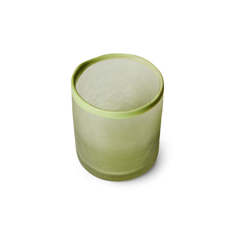 GLASS TEA LIGHT HOLDER, OLIVE