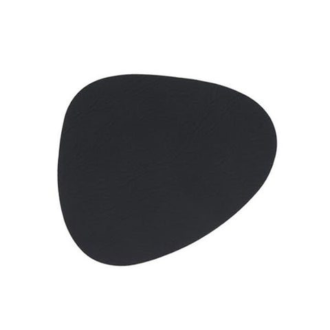Leather glass mat - curve nupo black